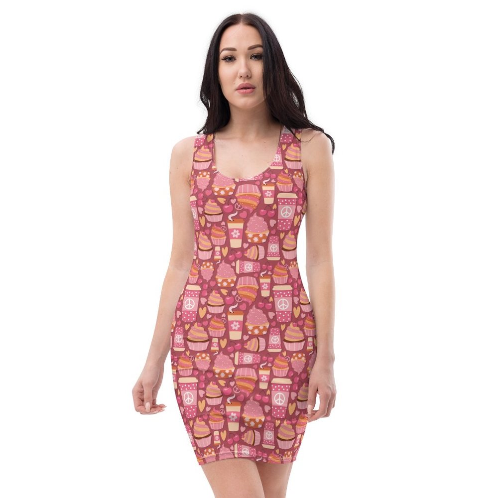 Valentine's Day Cupcakes and Coffee Hearts Dress